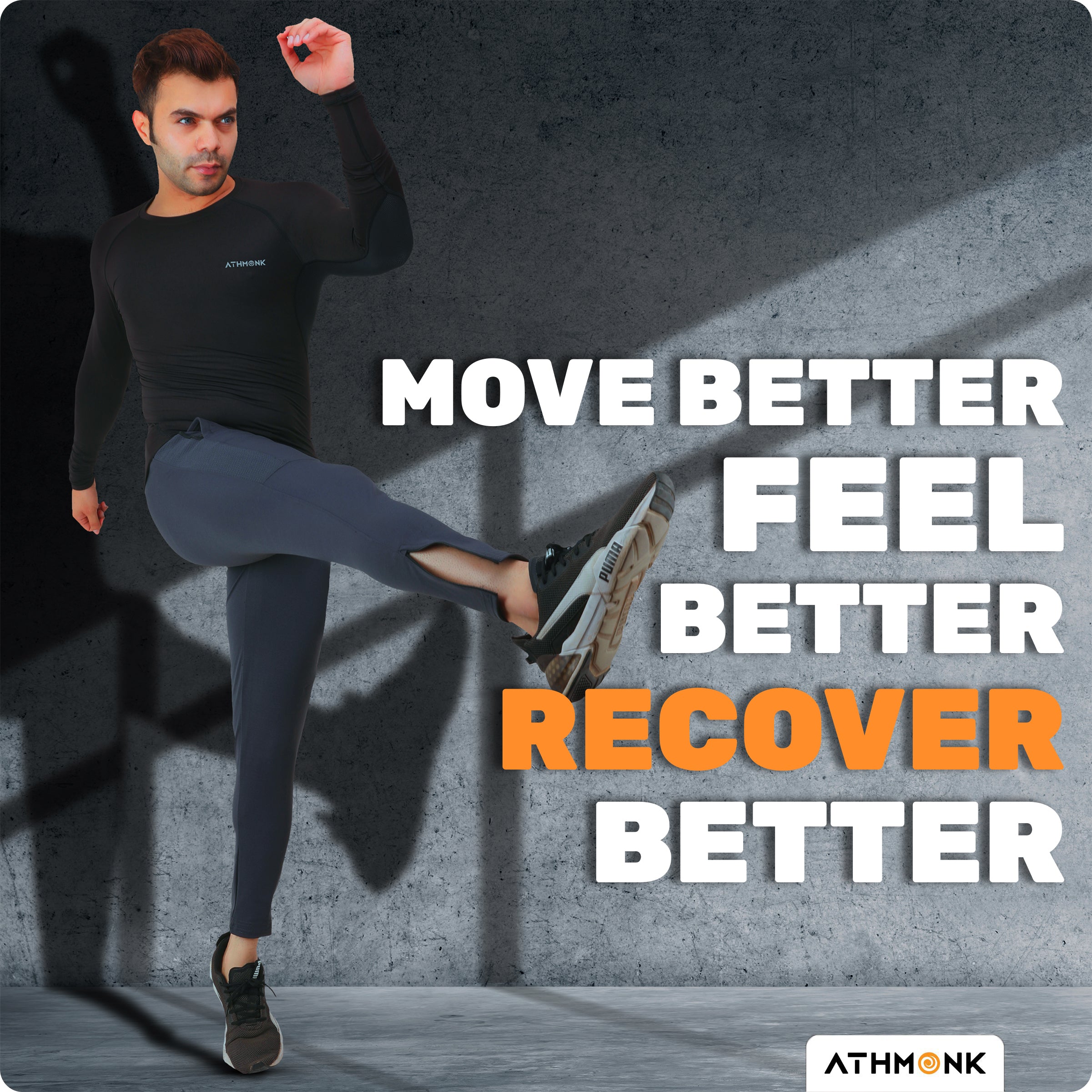 Athmonk Compression T-Shirt Vest Upper Body Shaper for Men Boys Branded - 4-Way Stretch Lycra Fabric - Workout Gym Cricket Running Football Sports Training - Keep Dry Tight Skin Fit - Round Neck